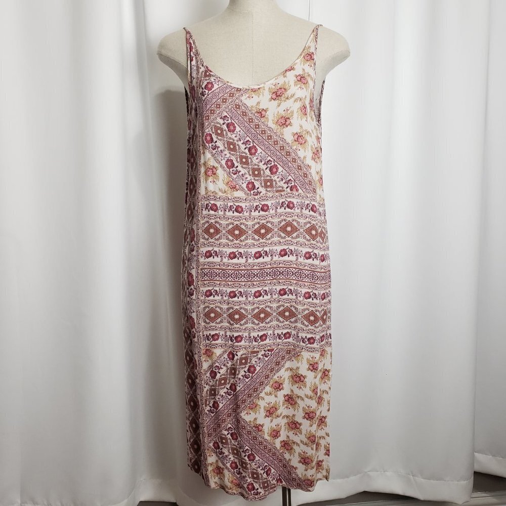 Nunui Floral Rayon Double Sided Slit Midi Dress 10